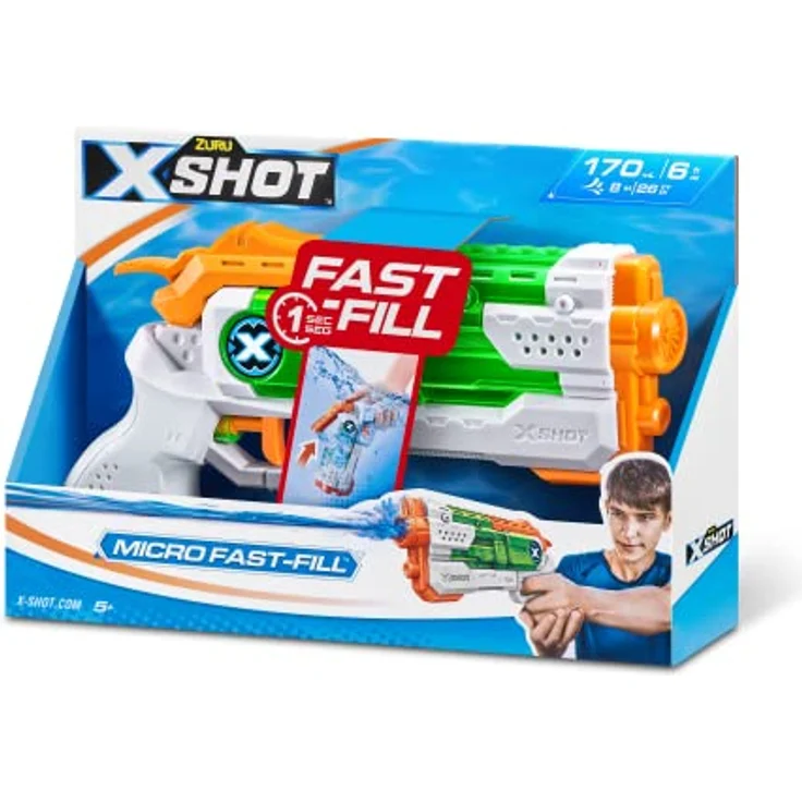 Zuru XSHOT Fast Fill Micro Water Blaster Wasserpistole - Spiel im Freien, schnelles Befüllen, zieht bis zu 8 m, blau – Bild 2