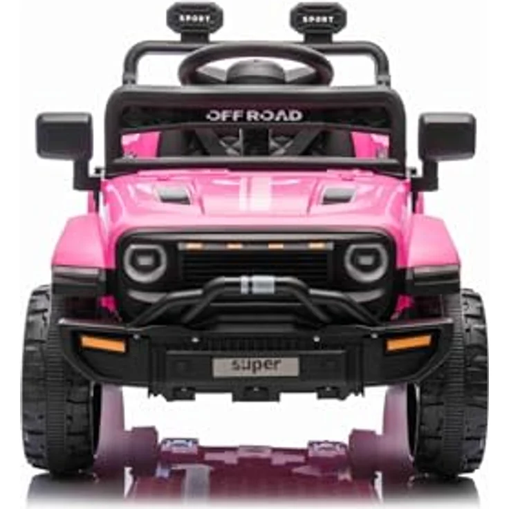RIRICAR Kinder elektroauto Offroad New mit Hinterradantrieb, rosa, Lithium-Batterie, hohes Fahrgestell, breiter Sitz, Hinterradfederung, 2,4-GHz-Fernbedienung, MP3-Player mit USB/AUX-Anschluss, LED-Leuchten – Bild 2