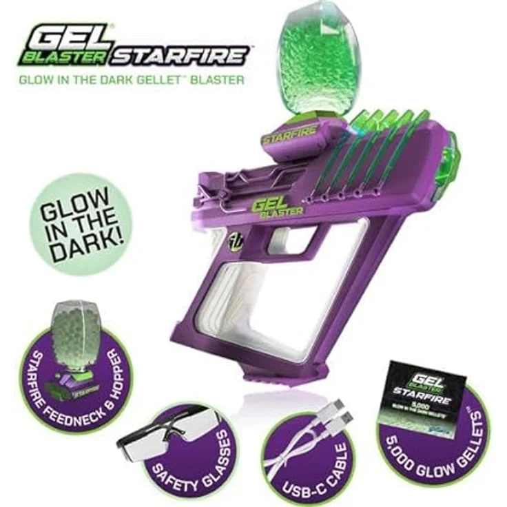 Gel Blaster Starfire - 10.800 Schuss, verlängerte Reichweite von 30+ Metern - Halb- und Automatikmodus - Geschenk für Teenager, Gadgets für Männer - 800 schussbereite Kugeln – Bild 2