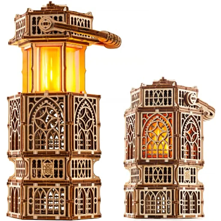 Wood Trick Antike Laterne Leuchtendes LED 3D Holzpuzzle für Erwachsene und Kinder zum Selberbauen - 2-Modus-Beleuchtung - Technik DIY Projekt Mechanisches 3D Puzzle Modellbausatz für Erwachsene