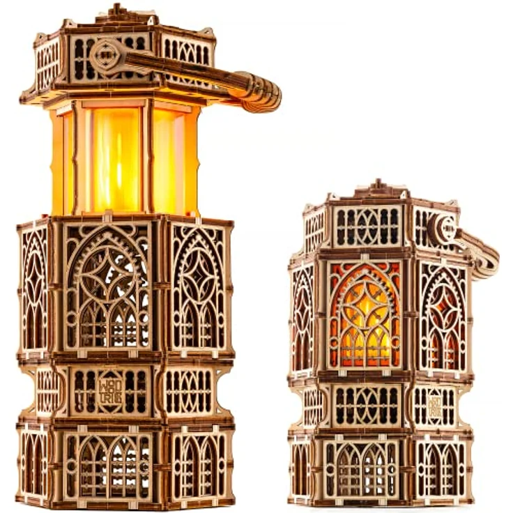 Wood Trick Antike Laterne Leuchtendes LED 3D Holzpuzzle für Erwachsene und Kinder zum Selberbauen - 2-Modus-Beleuchtung - Technik DIY Projekt Mechanisches 3D Puzzle Modellbausatz für Erwachsene – Bild 1