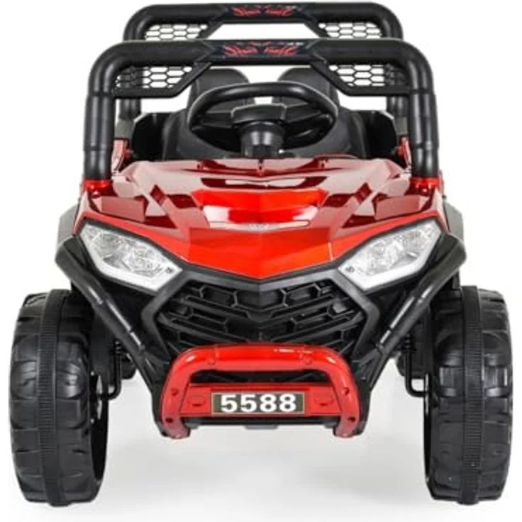 Moni Kinder Elektroauto Buggy Fast UTV 5588, metallic, mit Fernbedienung, MP3- und USB-Funktion, Sicherheitsgurt, rot – Bild 3