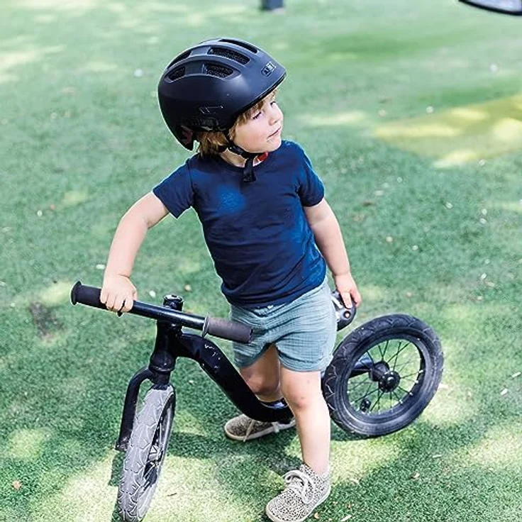 ABUS Kinderhelm Smiley 3.0 - Fahrradhelm mit tiefer Passform, kindergerechten Designs & Platz für einen Zopf - für Mädchen und Jungs - Grün mit Roboter-Muster, Größe S – Bild 5