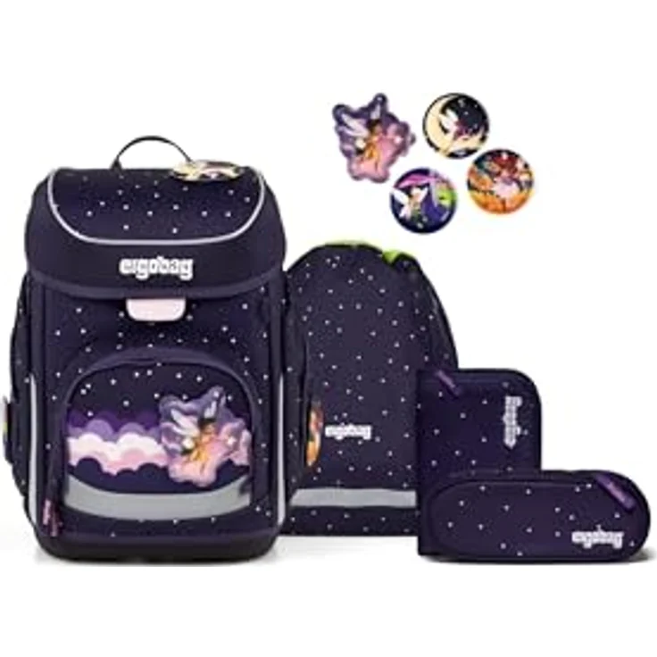 ergobag cubo Set ergonomischer Schulranzen 5-teilig, individuell anpassbar, standfest und reflektierend, Größe 28 x 40 x 25 cm, recyceltes Material – Bild 1