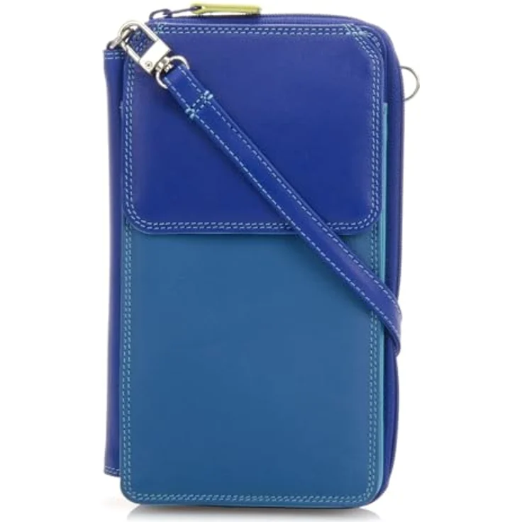 Mywalit Herren Portemonnaie aus Leder, Geldbörse mit Umhängeriemen, 11 cm, Blau – Bild 4