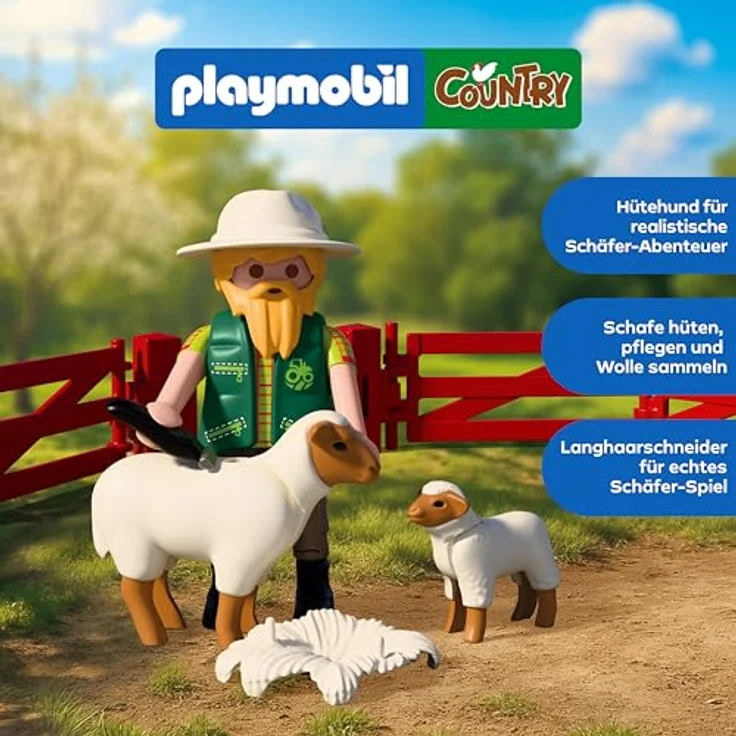Playmobil Young Shepherd, Spielset mit Schafpflege, Scherwerkzeug und Hundefigur, Modell 72169 – Bild 3