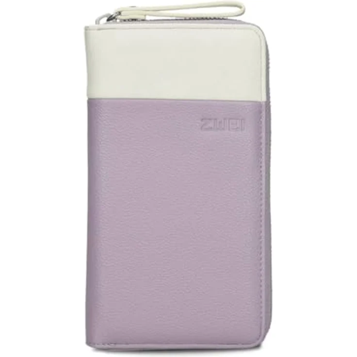 Zwei Damen Geldbörse Eva EV2 langes Portemonnaie 15 Kartenfächer, Sichtfach, 2 Scheinfächer, Geldbeutel mit Münzfach & umlaufenden Reißverschluss, weiches Kunstleder in Bicolor (Lilac) – Bild 2