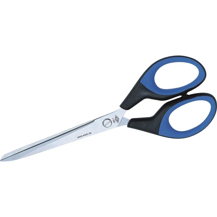 WEDO Softcut Papierschere, Edelstahlschere 18,0 cm mit ergonomischen Griffen, schwarz/blau