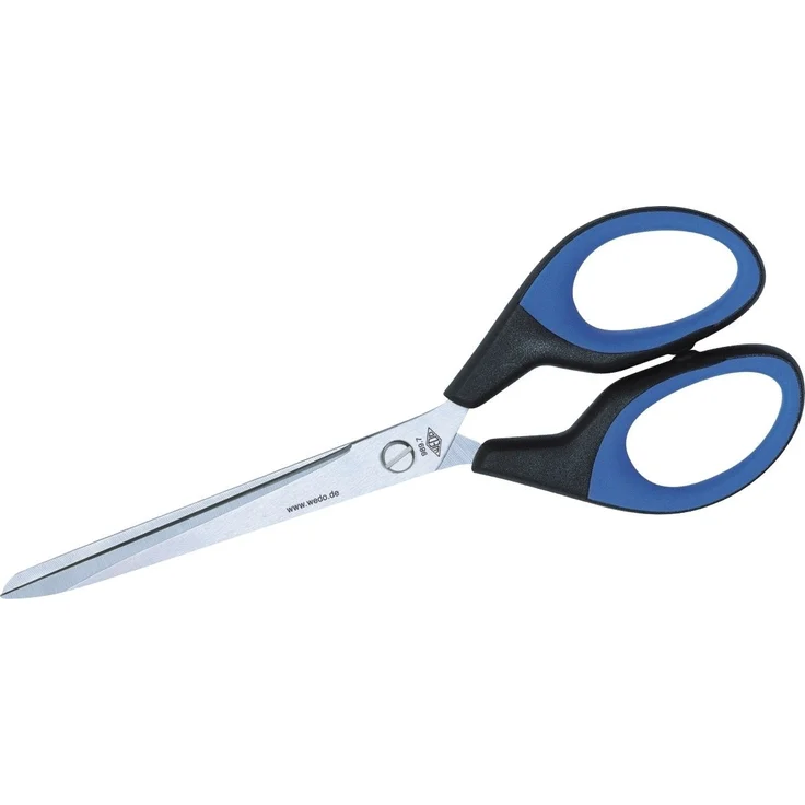 WEDO Softcut Papierschere, Edelstahlschere 18,0 cm mit ergonomischen Griffen, schwarz/blau