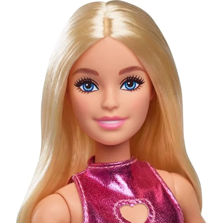 Barbie Anziehpuppe Fashionistas Nr. 230, rosa Metallic-Minikleid, blond – Bild 3