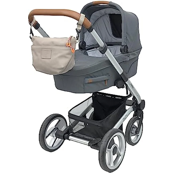 LÄSSIG Baby Kinderwagenorganizer Umhängetasche Kinderwagentasche inkl. Kinderwagenbefestigung/GRE Buggy Bum Bag humus – Bild 5