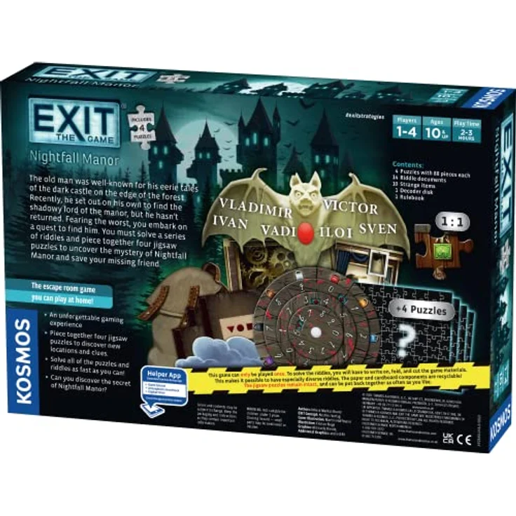 Thames & Kosmos EXIT Nightfall Manor, Escape Room Spiel mit 4 Puzzles, für 1-4 Spieler, ab 10 Jahren, Spielzeit 2-3 Stunden – Bild 2