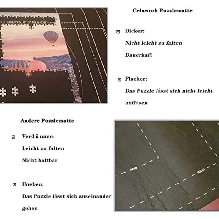 Celawork Puzzlematte für BIS 1500 2000 3000 Puzzle Teile Puzzle Pad Puzzleunterlage Puzzle Rollmatte Rollen Sie Puzzlematten für Puzzles auf 100 x 140 cm (Schwarz, für 3000) – Bild 3