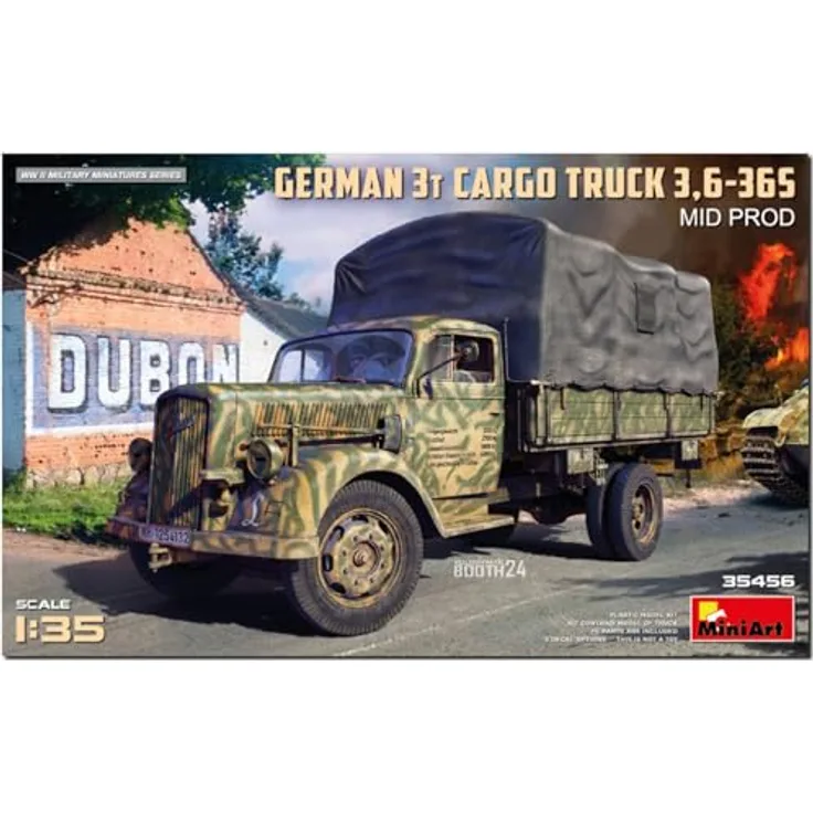 MiniArt 1:35 Dt. 3t Cargo Truck 3,6-36S, Detaillierter Modellbausatz mit fotogeätzten Teilen und historischen Abziehbildern