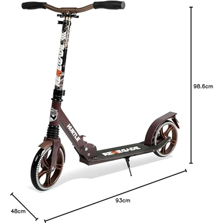 Pyle Hurtle Renegade Tretroller, 2-Rad-Klapproller für Kinder und Erwachsene mit verstellbarem T-Bar und robustem Legierungsdeck – Bild 9