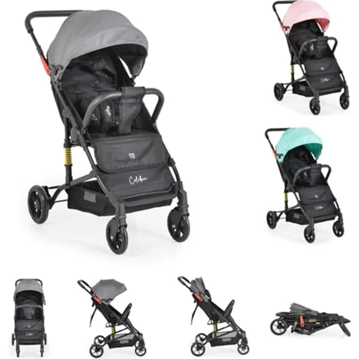 Moni Kinderwagen Buggy Colibri, faltbar, verstellbar, 5-Punkt-Gurt, ab Geburt, Farbe:grau