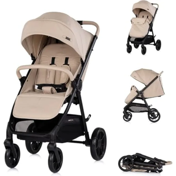 Chipolino Ultera Buggy, klappbarer Kinderwagen mit Federung, 5-Punkt-Sicherheitsgurt, Ablagekorb, braun
