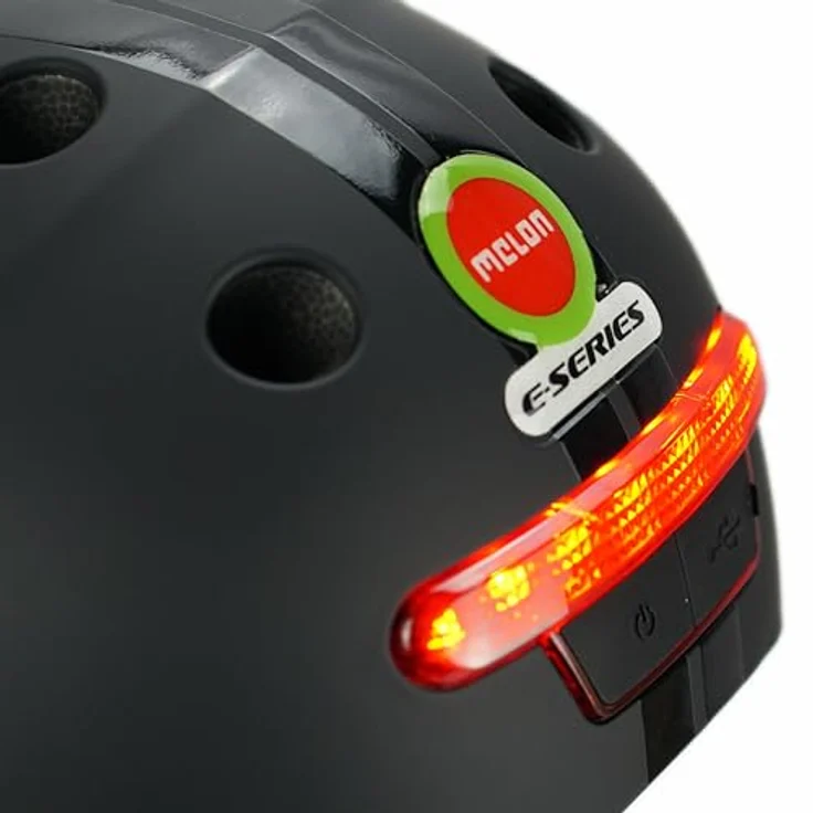 Melon Fahrradhelm E-Series »Black Ice« für Damen & Herren | Cityhelm mit Front- und Rücklicht, Fidlock Magnetverschluss, Belüftungslöcher, individuelle Anpassung und integriertem Visier | schwarz – Bild 4