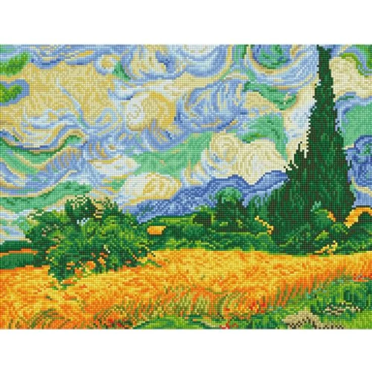 Diamond Dotz Kreativset „Weizenfeld mit Zypressen“, Bastelset für Erwachsene und Jugendliche ab 12 Jahren, inklusive hochwertiger Strasssteine und detaillierter Anleitung, 51 x 39 cm – Bild 9