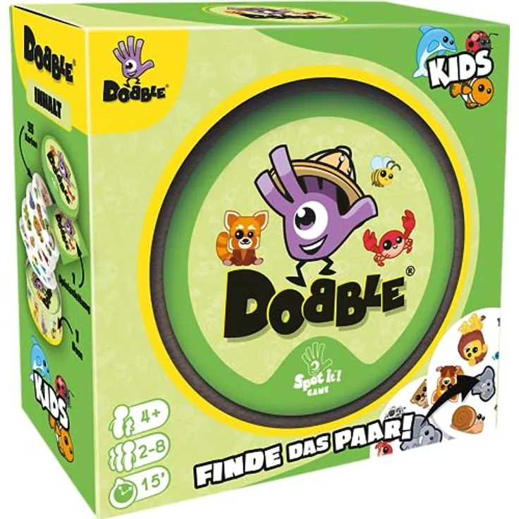 Zygomatic | Dobble Kids | Eco-Sleeves | Kinderspiel | Kartenspiel | 2-8 Spieler | Ab 4+ Jahren | 15 Minuten | Deutsch