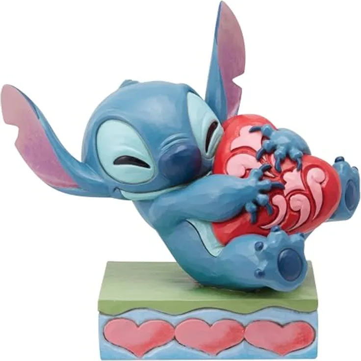 Enesco Stitch Dekorative Figur Umarmung Herz, 13x14x9 cm, mehrfarbig, Disney Traditions Lilo und Stitch