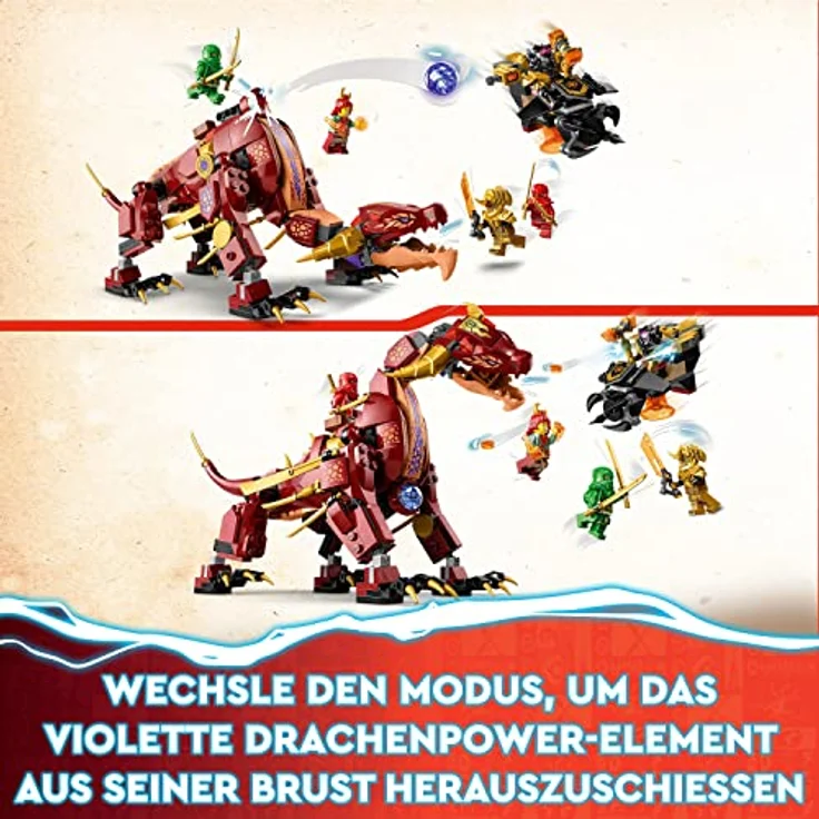 LEGO 71793 NINJAGO Wyldfires Lavadrache Fabelwesen verwandlungsfähiges Spielzeug, Drachen-Serie Set mit Einer Drachenfigur und Kai & Lloyd Minifiguren – Bild 4