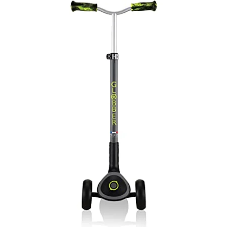 Globber Master Prime, 3-Rad-Scooter mit höhenverstellbarer Lenkstange, ergonomischen TPR-Griffen und Lenkblockiersystem, Schwarz/Neon Grün – Bild 3