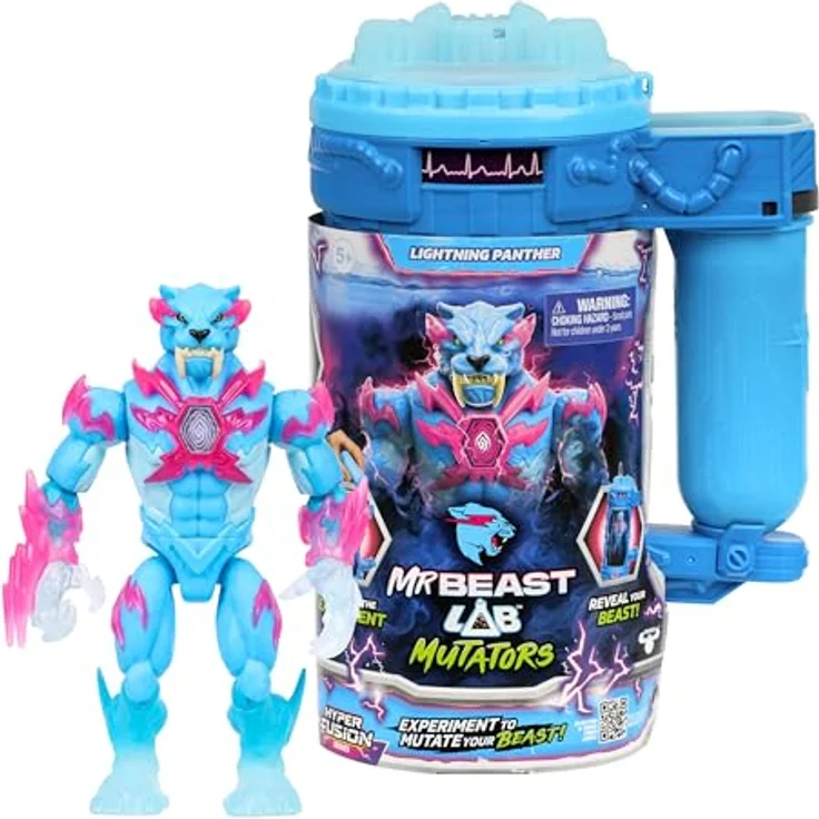 MRBEAST LAB Hyper Fusion Mutators Lightning Panther, 14 cm Sammelfigur mit 20+ beweglichen Gelenken und Mutationsflüssigkeit – Bild 1