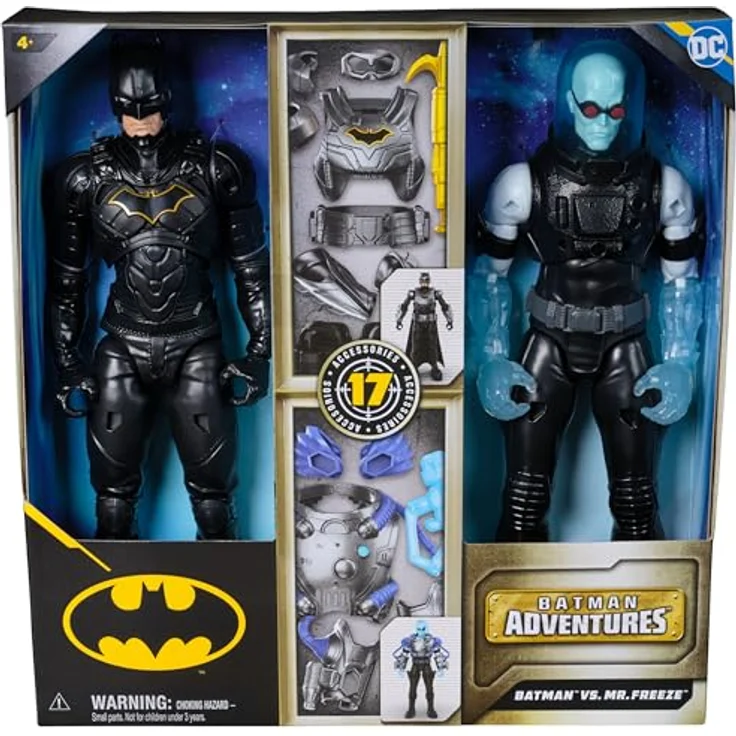 Spin Master DC Comics Batman Adventures Battle Pack, Actionfiguren-Set mit 30 cm Batman und Mr. Freeze, 17 Zubehörteile, Mehrfarbig – Bild 3