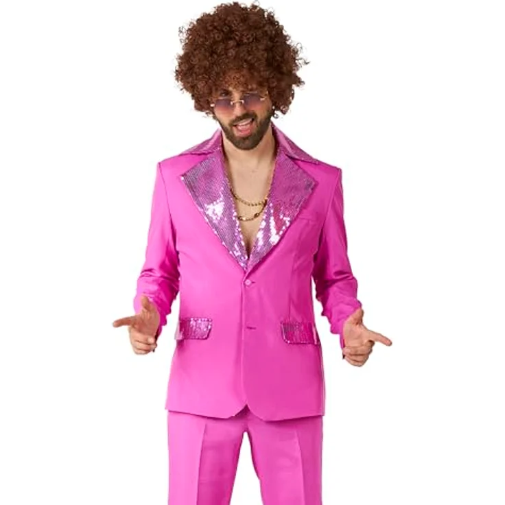 OppoSuits Disco Suit pink, Partyanzug im Retro-Schnitt mit Körperbetontem Jackett, XL – Bild 5
