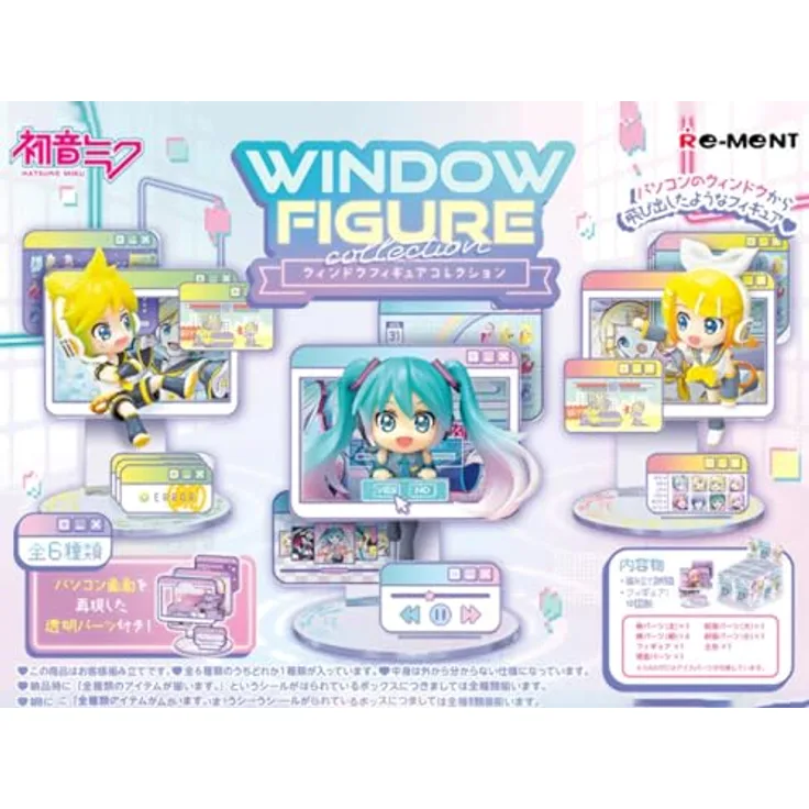 Re-Ment Hatsune Miku Minifiguren, 6 cm Window Figure Collection Display (6), PVC Sammelfiguren, inklusive Hatsune Miku und Freunde