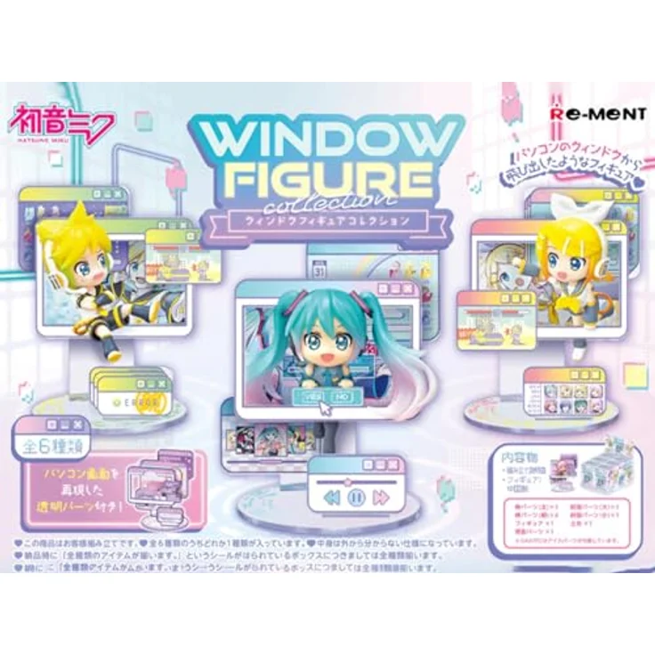 Re-Ment Hatsune Miku Minifiguren, 6 cm Window Figure Collection Display (6), PVC Sammelfiguren, inklusive Hatsune Miku und Freunde – Bild 1