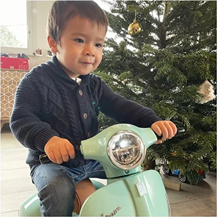 TURBO CHALLENGE 119151 Gepäckträger Vespa GTS Elektro-119151 – Wassergrün – Akku 6 V + USB-Ladegerät im Lieferumfang enthalten – Gewicht max. 25 kg – ab 2 Jahren, L – Bild 4