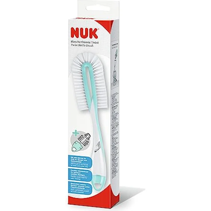 NUK Flaschenbürste Twist | für die gründliche und schonende Reinigung von Babyflaschen | inklusive Saugerbürste | 1 Stück – Bild 3