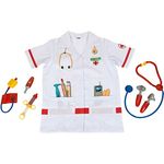 Theo Klein 4312 Arztkostüm, Arztkittel in Einheitsgröße mit Blutdruckmessgerät, Stethoskop und Spritze, Länge ca. 55 cm für Kinder von 3 bis 6 Jahren