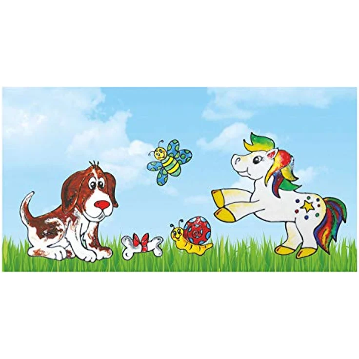 KREUL 40151 - Window Color Power Pack Bär, für kleine und große Kreative, 7 x 125 ml Fensterfarben, 125 ml Konturenfarbe schwarz, 2 verschiedene Folie, Feindüse und Motivvorlagen – Bild 5