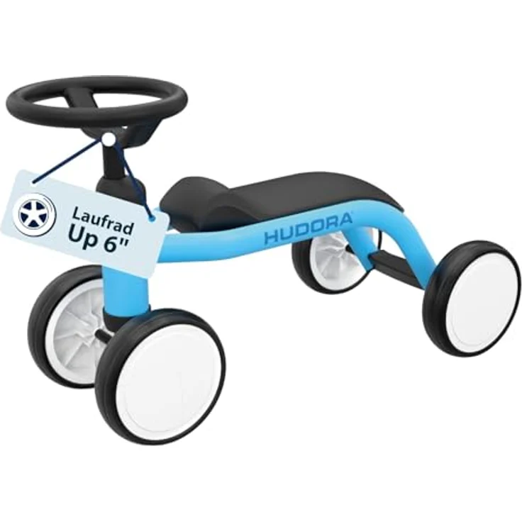 HUDORA Laufrad Up 6 Zoll Cyan, leichtes Lauflernrad mit hoher Kippstabilität für Kinder ab 12 Monaten, 4 Räder für Körpergrößen von 73-80 cm – Bild 1