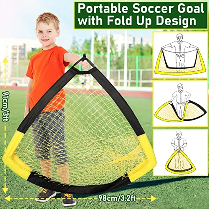 Happy Jump Fussballtor Pop Up Fussballtore für Kinder Garten Fussball Tor Football Ball Tore x1 (5'x3'6", schwarz+gelb) – Bild 4