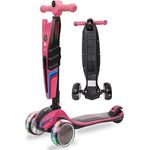 Habib Gruppe Kinderroller LED Leuchträder, 3 Rad Tretroller, klappbar, höhenverstellbar (65-95 cm), bis 50 kg, pink, für Mädchen & Jungen, 3-12 Jahre