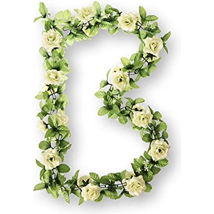 Basil Rosengirlande Flower Garland, Kunststoff, Weiß, 130 cm, Kostümzubehör