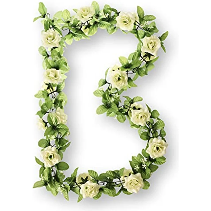 Basil Rosengirlande Flower Garland, Kunststoff, Weiß, 130 cm, Kostümzubehör