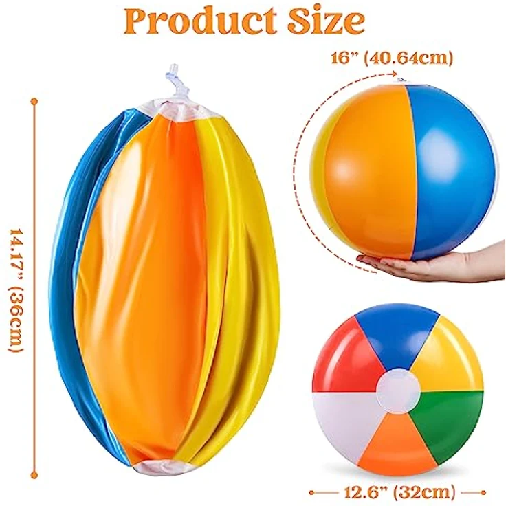 JOYIN 12er Set Aufblasbare Strandbälle, Ø 40 cm, Premium-Material für Kinder und Erwachsene, ideal für Sommer-Pool-Partys und Stranddekoration – Bild 5