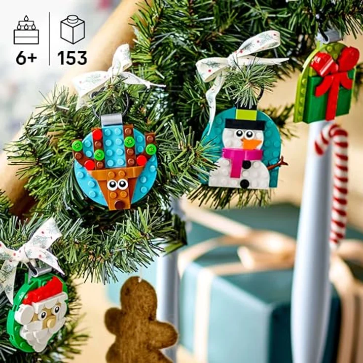 LEGO Iconic 40744, Christbaumanhänger Bausatz mit 4 Motiven (Geschenk, Weihnachtsmann, Schneemann, Rentier), Mehrfarbig, 153 Teile, ab 6 Jahren – Bild 3