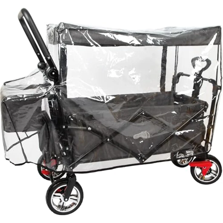 small foot Bollerwagen mit Dach, Ablagekorb, Regenschutz & Transporttasche, bis 80 kg belastbar - Schwarz – Bild 5