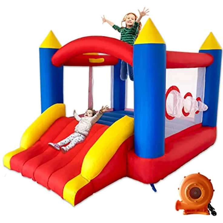 Ballsea Hüpfburg mit Gebläse, Genäht aus Extra Dickem Material, langlebig, Aufblasbares-Hüpfburg für 3 bis 4 Kinder. Hüpfburg Kinder Indoor (315x245x194cm) – Bild 2