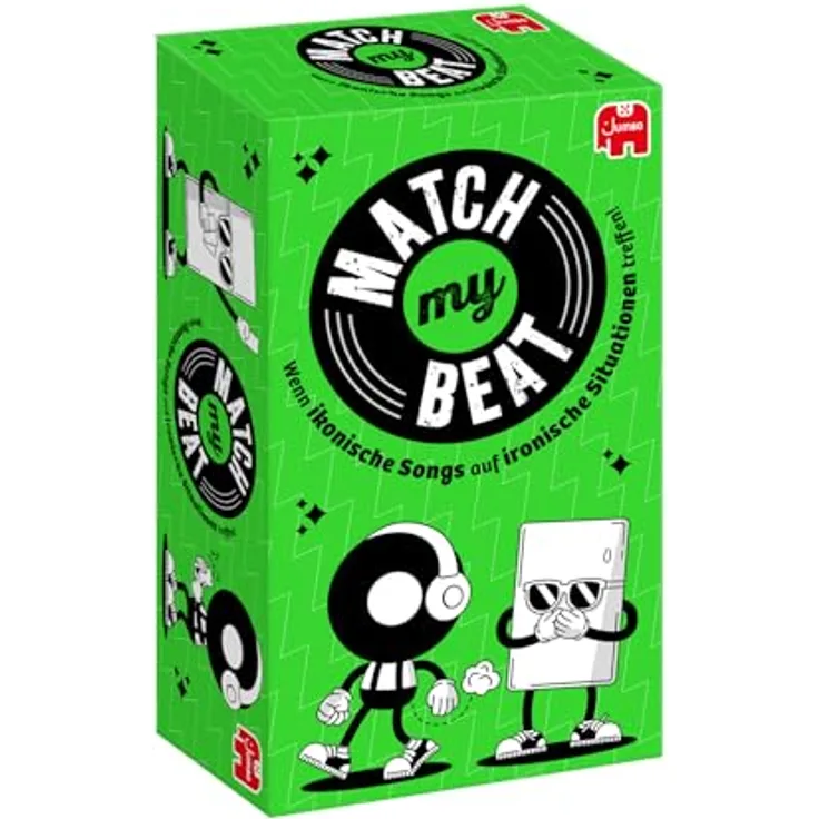 Jumbo Match My Beat – Musik-Partyspiel mit 200 Songs & 400 Szenarien, Kartenspiel für Erwachsene, Teenager & Familienfeiern, kompatibel mit Spotify & mehr, für 3+ Spieler