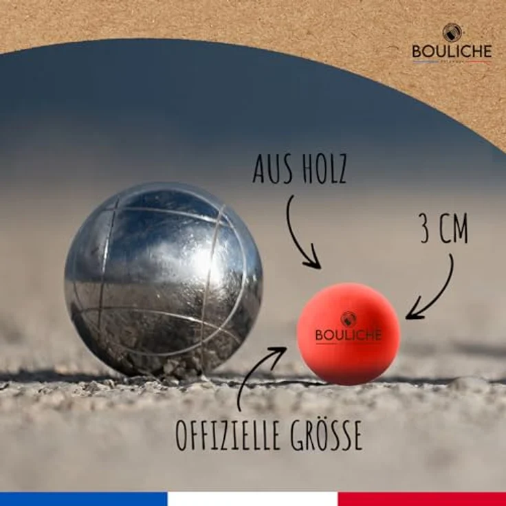 Original Corner BOULICHE | 10 Holz-Zielkugeln für Pétanque 3 cm | 5 Leuchtende Farben: Blau, Gelb, Grün, Pink, Orange | Robustes Massivholz | Zubehör für Freizeit und Wettkampf – Bild 4