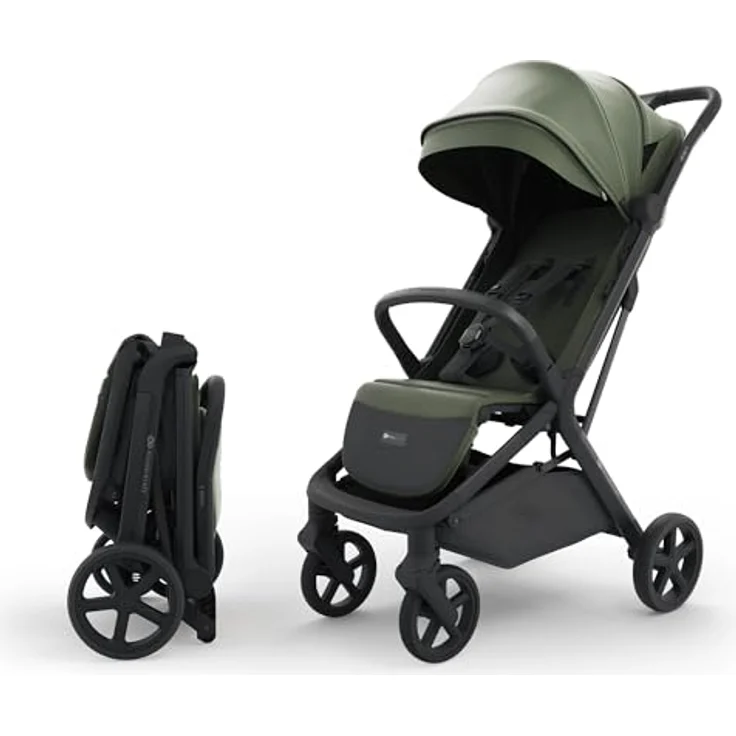 Kinderkraft NUBI 3 Buggy bis 22 kg, automatisch zusammenklappbar, große EVA-Räder, Mesh-Sitz, 5-Punkt-Gurt magnetisch, UPF50+ Verdeck, Liegeposition, Korb 5 kg, Becherhalter, Moskitonetz, Grün – Bild 1