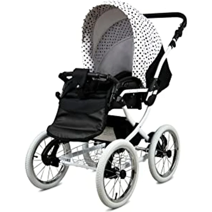 Babylux BabyLux ALU 2in1 Kinderwagen für Kleinkinder - 59x105x125cm - Max. 15kg - Black Dots White Frame - Multifunktional und Elegant – Bild 3