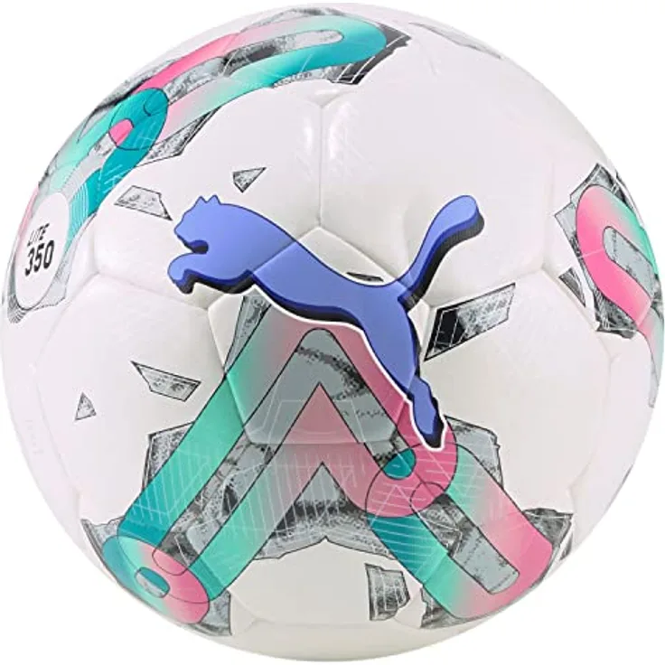 PUMA Fussball Orbita 5 HYB Lite, Freizeitball in White-Rose Red-Deep Aqua, Größe 5